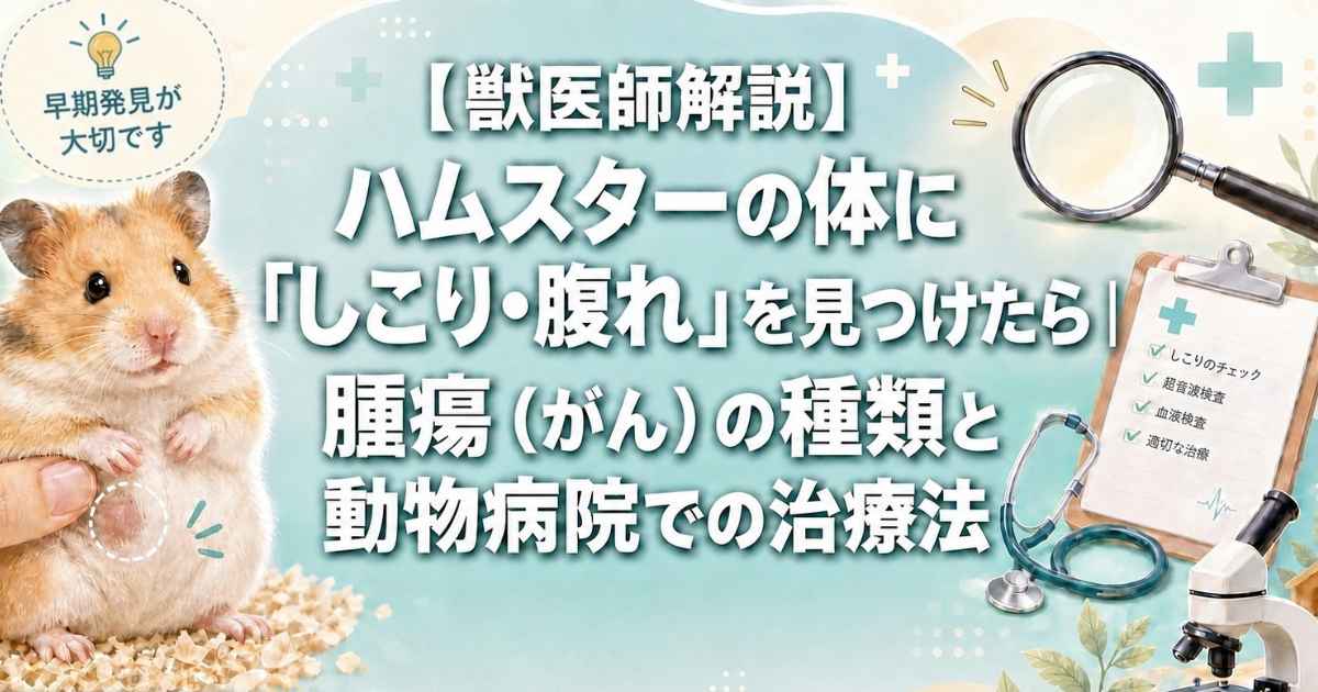 ハムスターの体に「しこり・腫れ」を見つけたら｜腫瘍（がん）の種類と動物病院での治療法