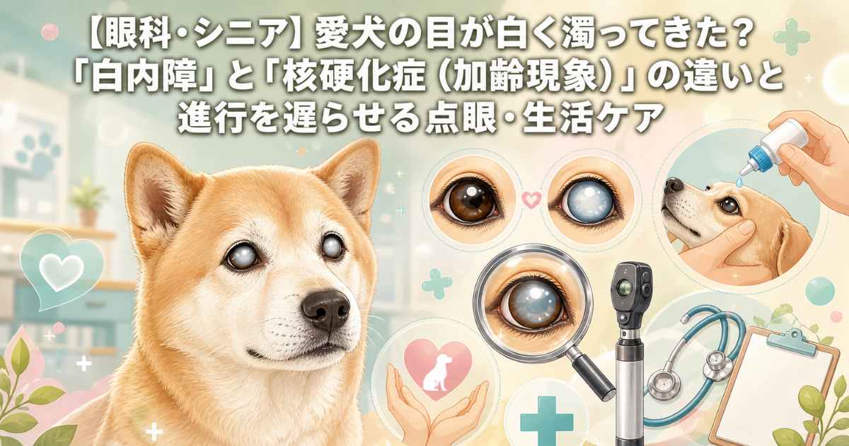 【眼科・シニア】愛犬の目が白く濁ってきた？「白内障」と「核硬化症（加齢現象）」の違いと進行を遅らせる点眼・生活ケア