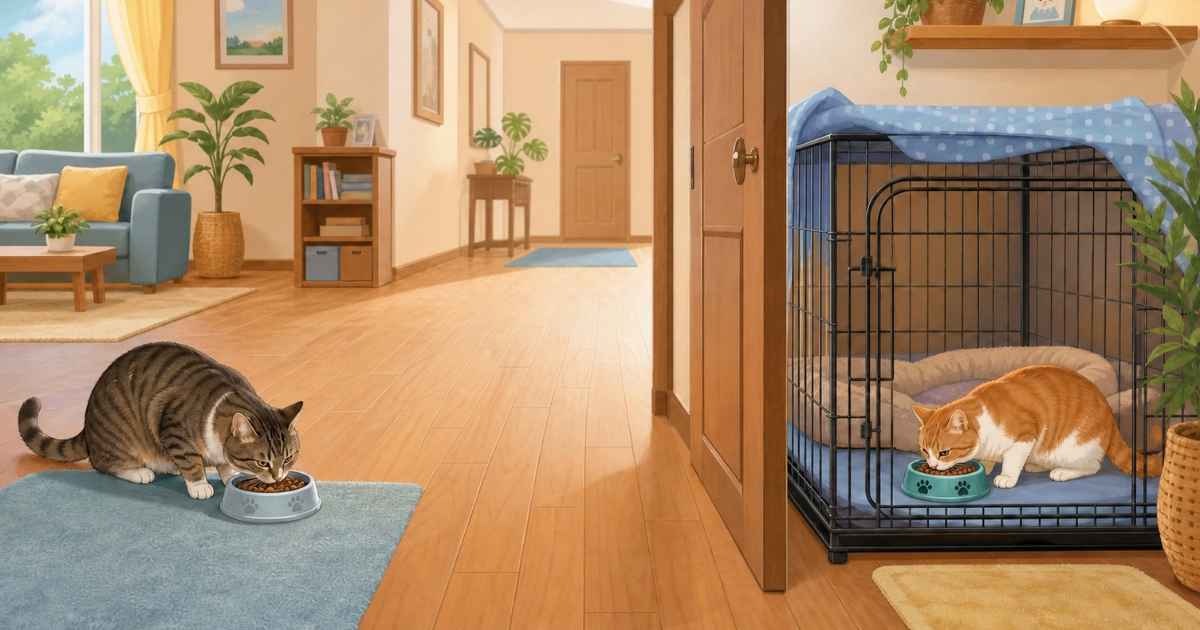 新入り猫と先住猫の段階的な対面ステップ